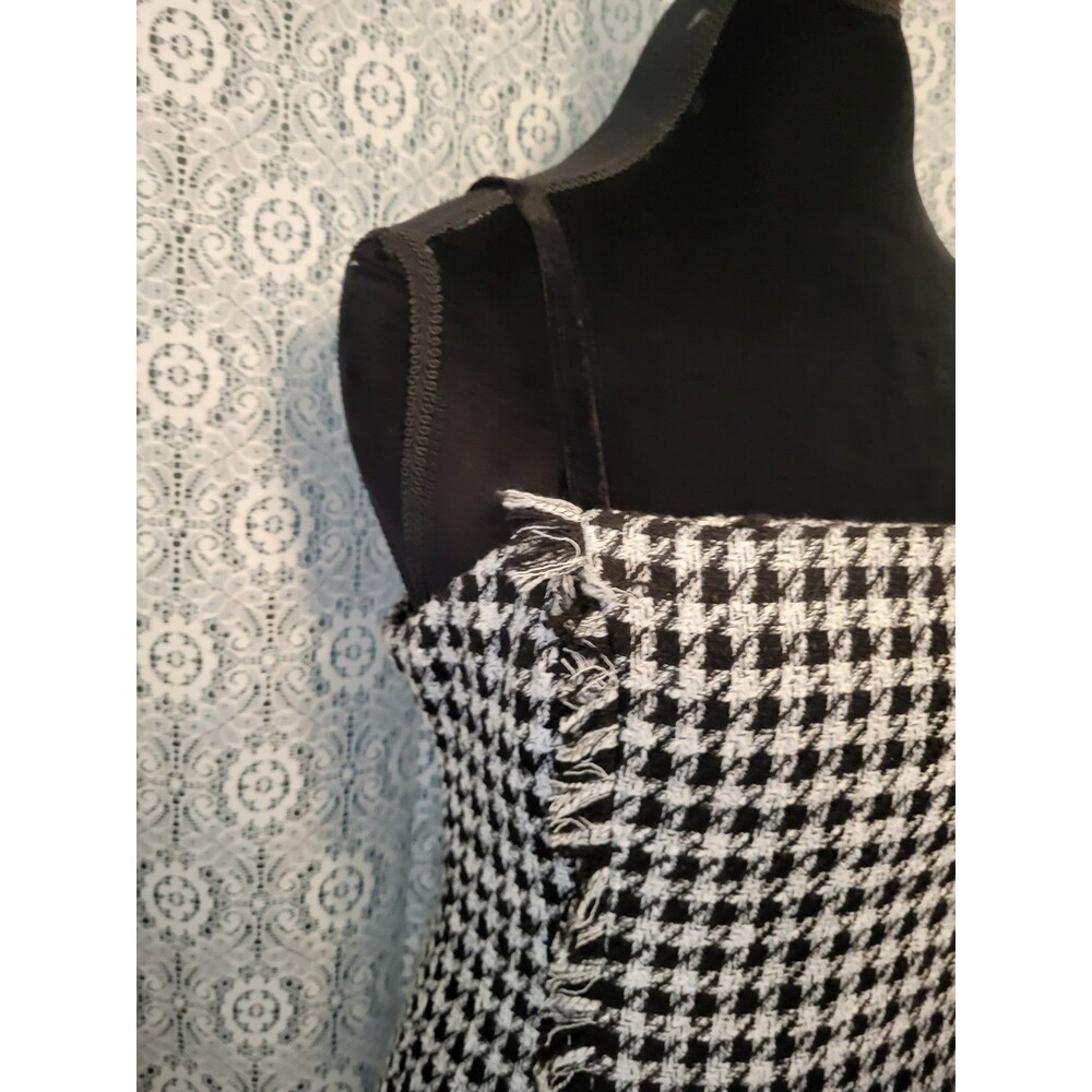 NWT Forever 21 Tweed Houndstooth Mini Dress with Fringe Detail - Picture 4 of 16
